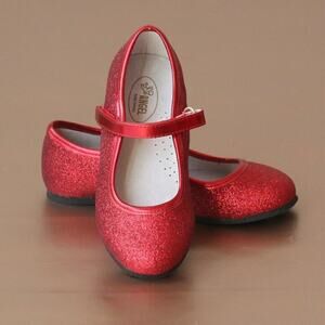 Angel Girls Glitter Mary Jane Red Leather Lining Dorothy Ruby Slippers Holiday 9
